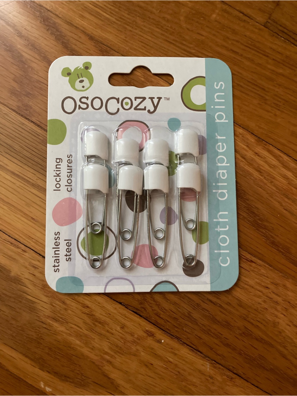 White Cloth Diaper Pins – Pack of 8